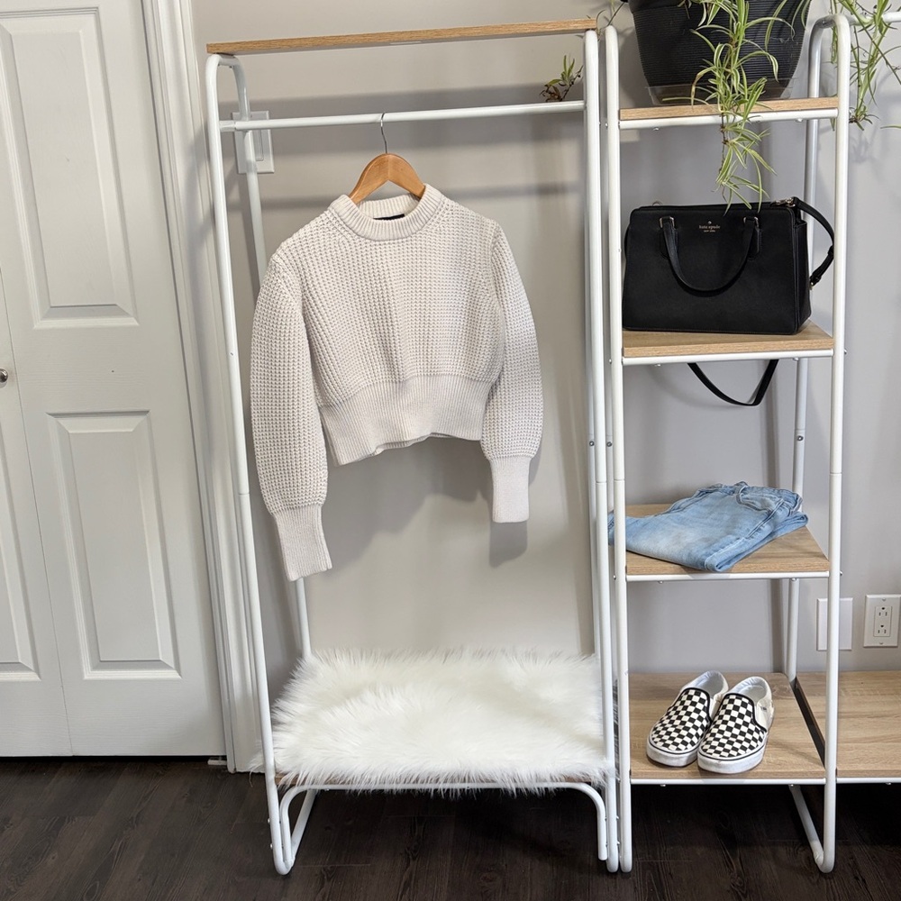 Cropped White Knit French Connection Crew Neck